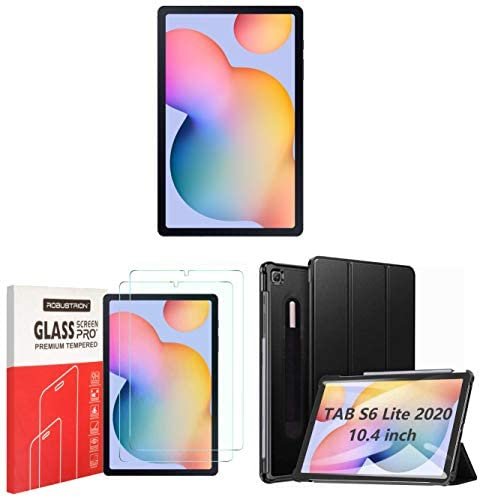 Samsung Galaxy Tab S6 Lite (10.4 inch, RAM 4 GB, ROM 64 GB, Wi-Fi-only), Oxford Grey + Cover + 2 Pack Tempered Glass