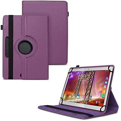 TGK 360 Degree Rotating Universal 3 Camera Hole Leather Stand Case Cover for Fusion5 9.6 4G Tablet (9.6 inch) – Purple