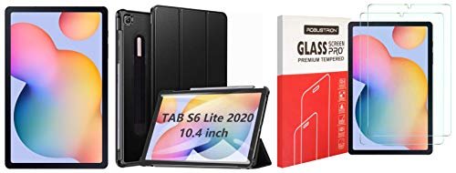 Samsung Galaxy Tab S6 Lite (10.4 inch, RAM 4 GB, ROM 64 GB, Wi-Fi+LTE), Oxford Grey + Cover + 2 Pack Tempered Glass
