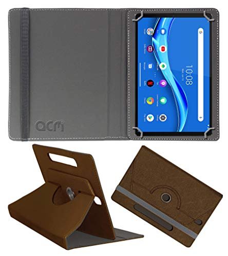 Acm Designer Rotating Leather Flip Case Compatible with Lenovo Smart Tab M10 Fhd Plus 2Nd Gen Cover Stand Brown