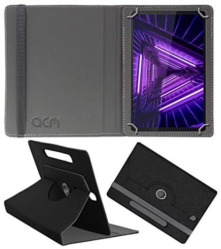 Acm Designer Rotating Leather Flip Case Compatible with Lenovo M10 Fhd Plus 2nd Gen 10.3 Tablet Cover Stand Black