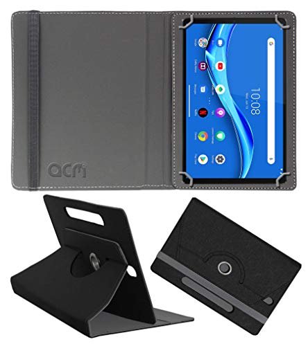 Acm Designer Rotating Leather Flip Case Compatible with Lenovo Smart Tab M10 Fhd Plus 2Nd Gen Tb-X606 Cover Stand Black