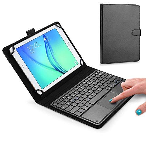 HOM Universal Bluetooth Wireless Keyboard with Touchpad Mouse Case Cover for All 9”, 10”, 10.1”, 10.5 inch Tablets – Black
