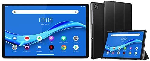 Lenovo Tab M10 FHD Plus Tablet (10.3-inch, 4GB, 128GB, Wi-Fi + LTE, Volte Calling), Platinum Grey + Cover