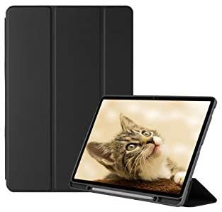 Orrin Smart Case Cover for Samsung Galaxy Tab S7+ (S7 Plus) 12.4 Inch 2020 (T970 and T975) with S-Pen (Pencil) Holder PU Leather (Black)