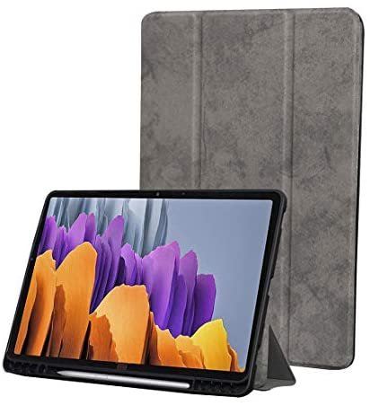 ProElite PU Smart Flip case Cover for Samsung Galaxy Tab S7 Plus 12.4 Inch SM-T970/T975/T976 with S Pen Holder , Grey
