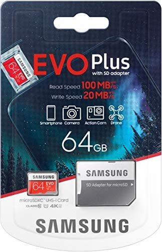 Samsung 64 GB MicroSDXC EVO Plus Memory Card w/Adapter for cameras, laptops, and desktop