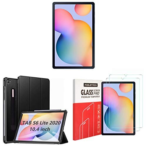Samsung Galaxy Tab S6 Lite (10.4 inch, RAM 4 GB, ROM 64 GB, Wi-Fi-only), Angora Blue + Cover + 2 Pack Tempered Glass
