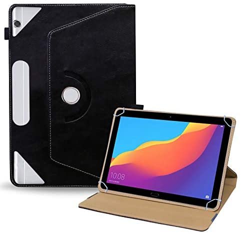 TGK Rotating Leather Flip Case Tablet Stand for Huawei Honor MediaPad T5 Cover 10.1 inch (Black)