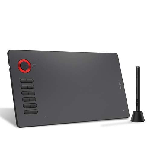 VEIKK A15 PRO Graphic Drawing Tablet 10 * 6 inch with 12 Hotkeys and a Quick Dial Support Windows, Mac (8192 Level Pressure Battery -Free Stylus) (Red)