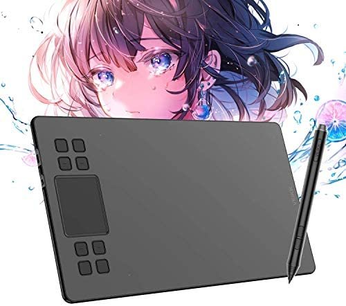 VEIKK A50 Graphic Tablet Drawing Tablet Pen Tablet 10×6 inch Active Area,Smart Gesture Touch and 8 Express Keys,with 8192 Levels Battery-Free Pen