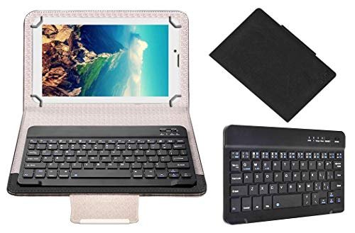 Acm Bluetooth Keyboard Case Compatible with Baslate 7-38 Tablet Flip Cover Stand Study Gaming Black
