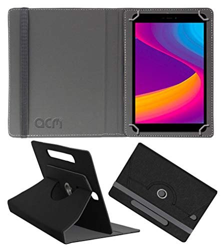 Acm Designer Rotating Leather Flip Case Compatible with Panasonic Tab 8 Hd Cover Stand Black