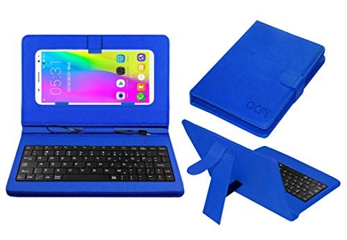 Acm Keyboard Case Compatible with I Smart Is-59i Mobile Flip Cover Stand Plug & Play Device for Study & Gaming Blue