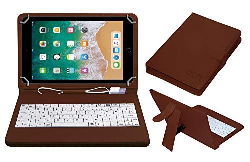 Acm USB Keyboard Case Compatible with Apple Ipad 9.7 6Th Generation Mr7F2Hn/A Tablet Cover Stand Study Gaming Direct Plug & Play – Brown
