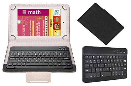 Acm Wireless Bluetooth Keyboard Case Compatible with Eddy Kids Learning Tab Tablet Flip Cover Stand Study Gaming Black