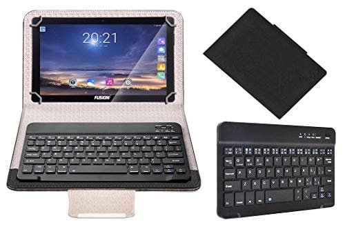 Acm Wireless Bluetooth Keyboard Case Compatible with Fusion5 4g 10.1 Inch Tablet Flip Cover Stand Study Gaming Black