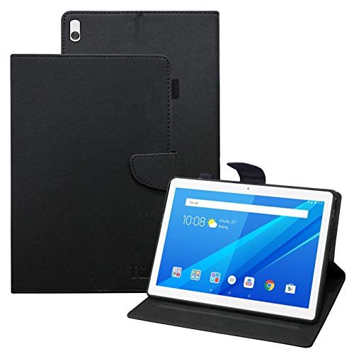 TGK Leather Flip Stand Cover with TPU Back Case for Lenovo Tab M10 TB-X505X / TB-X505F / TB-X505L / TB-X605L / TB-X605F 10.1 Inch Tablet – Black