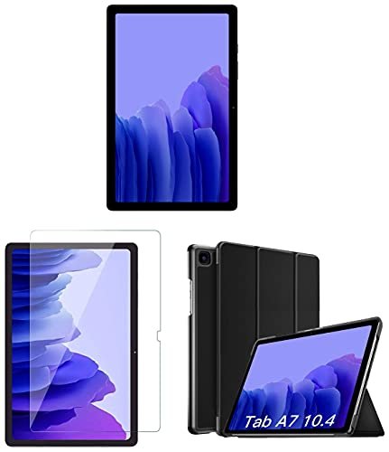 Samsung Galaxy Tab A7 26.31 cm (10.4 inch), Slim Metal Body, Quad Speakers with Dolby Atmos, RAM 3 GB, ROM 32 GB Expandable, Wi-Fi-only, Grey + Cover + 1 Pack Tempered