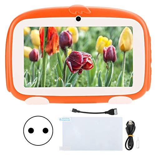 7 inch Kids Tablet for Android | 1GB+16GB Toddler Tablet for Google | HD Display Kids Learning Tablet E‑Reader with Anti‑Drop Shell, Educational, Parental Control, Kids Software (Orange)(EU)