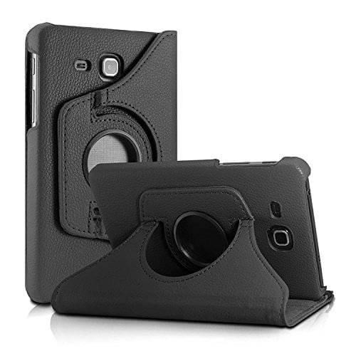 Blackpoll 360 Degree Rotating Leather Case Cover Stand for Samsung Galaxy Tab J Max/Tab A 7 inch T285 T280 (Black)