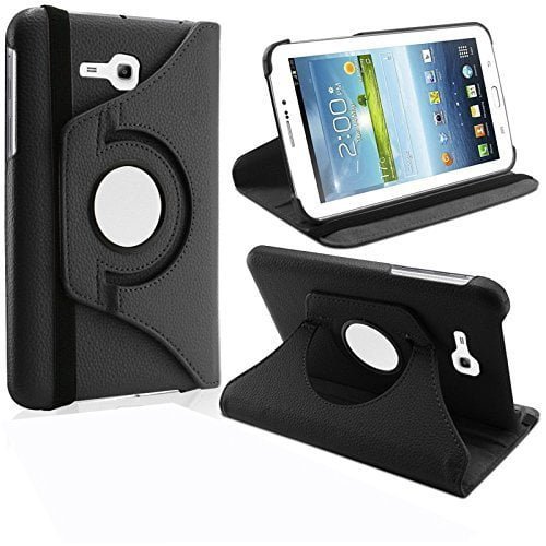 KANICT Roted Front & Back Flip Cover Compatible for Samsung Galaxy Tab 3 Neo SM-T111 (7 Inch) (Black)