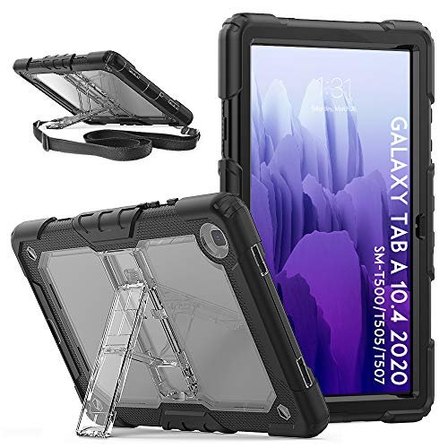 Robustrion Hybrid Armor [Full Body] & [Shock Proof] Case for Samsung Galaxy Tab A7 10.4 inch [SM-T500/T505/T507] 2020 – Clear & Black