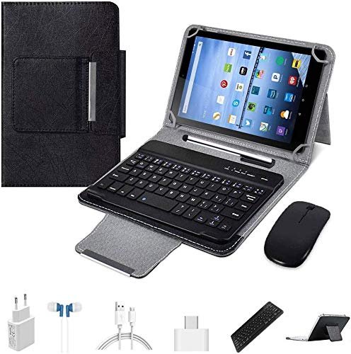Tablets 10.1 inch Android 9.0,2 in 1Tablet with Keyboard, Tablet case & Mouse,4GB RAM 64GB ROM,Dual SIM 4G Call 8MP,8000mAh Computer Tablets, Bluetooth/Google Play/GPS Tablet PC(Black)